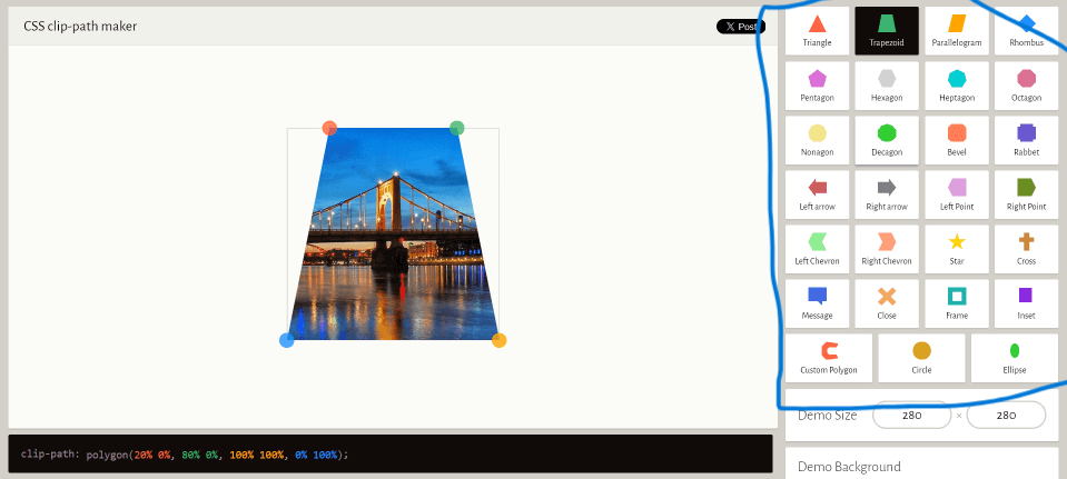 Clippy shape selection interface
